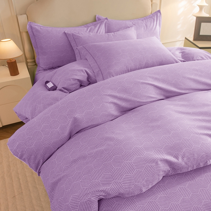 91家纺网 家纺一手货源 找家纺 磨毛世家家纺 2025新款生态四件套 布列塔-浅紫