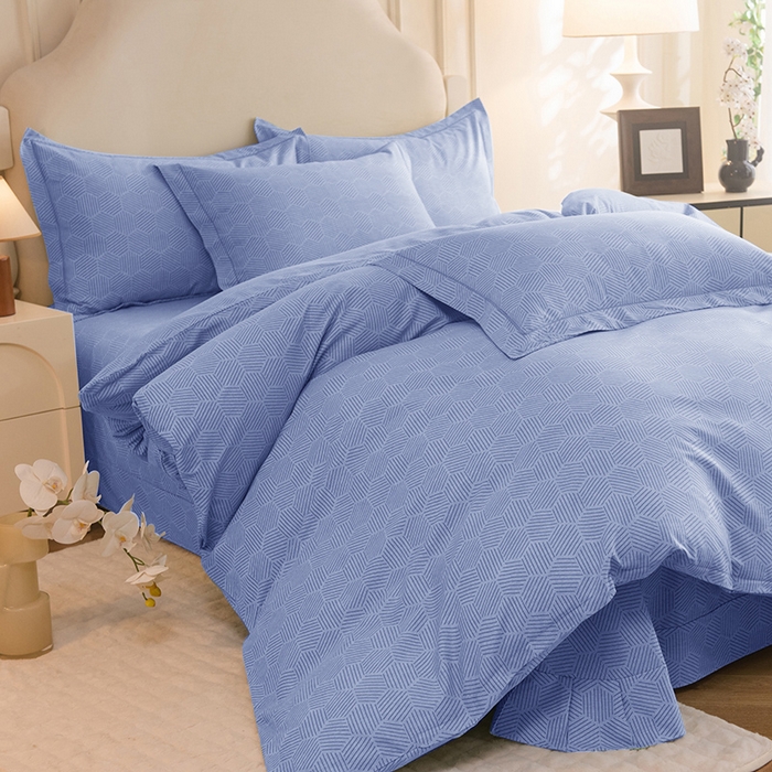 91家纺网 家纺一手货源 找家纺 磨毛世家家纺 2025新款生态四件套 布列塔-天空蓝