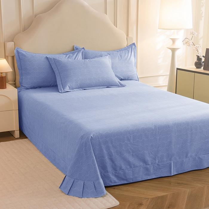 91家纺网 家纺一手货源 找家纺 磨毛世家家纺 2025新款生态四件套 布列塔-天空蓝