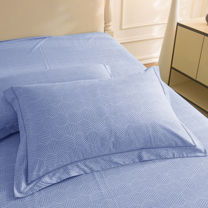 91家纺网 家纺一手货源 找家纺 磨毛世家家纺 2025新款生态四件套 布列塔-天空蓝