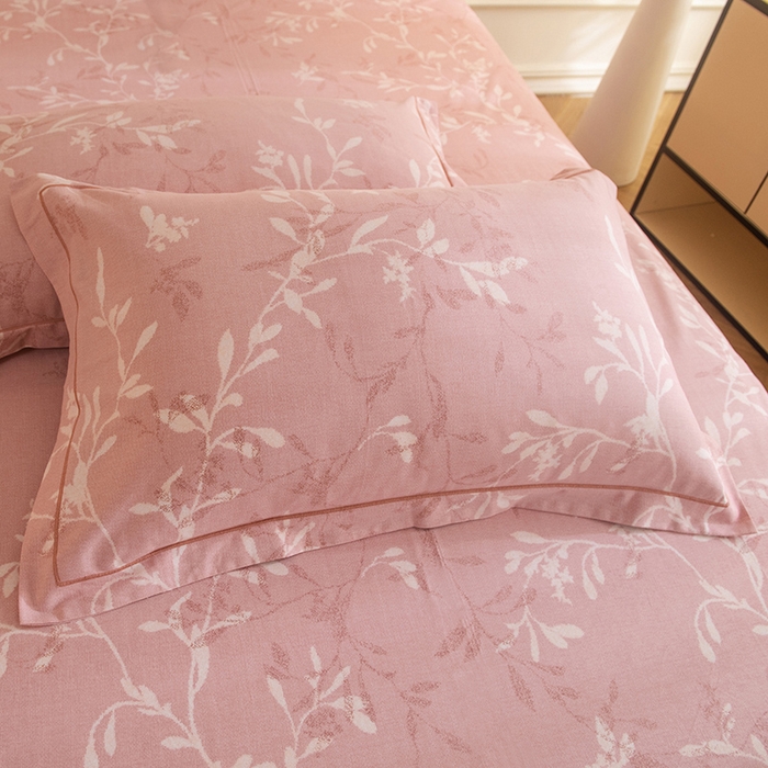 91家纺网 家纺一手货源 找家纺 磨毛世家家纺 2025新款生态四件套 春和景明-粉