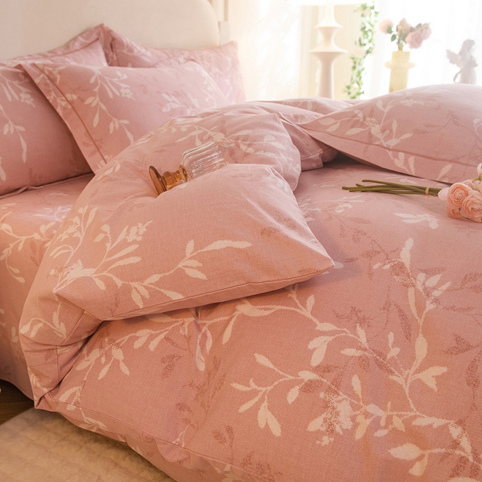 91家纺网 家纺一手货源 找家纺 磨毛世家家纺 2025新款生态四件套 春和景明-粉