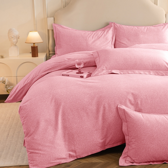 91家纺网 家纺一手货源 找家纺 磨毛世家家纺 2025新款生态四件套 粉色