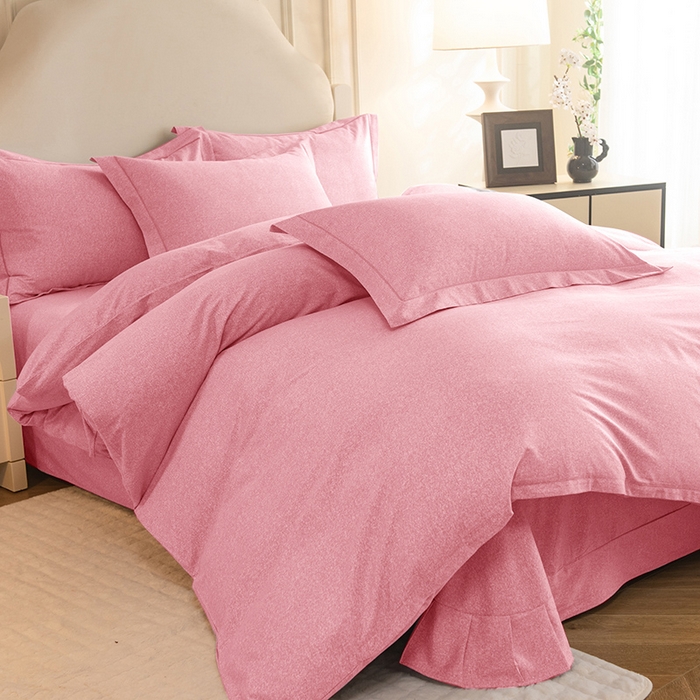 91家纺网 家纺一手货源 找家纺 磨毛世家家纺 2025新款生态四件套 粉色