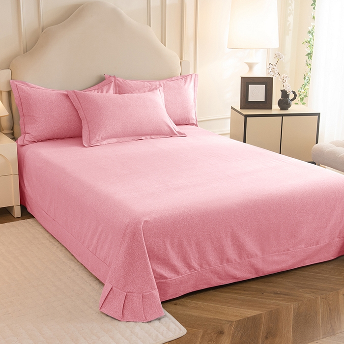 91家纺网 家纺一手货源 找家纺 磨毛世家家纺 2025新款生态四件套 粉色