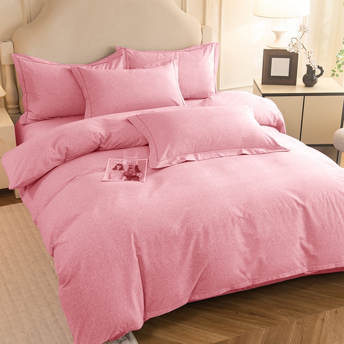 91家纺网 家纺一手货源 找家纺 磨毛世家家纺 2025新款生态四件套 粉色