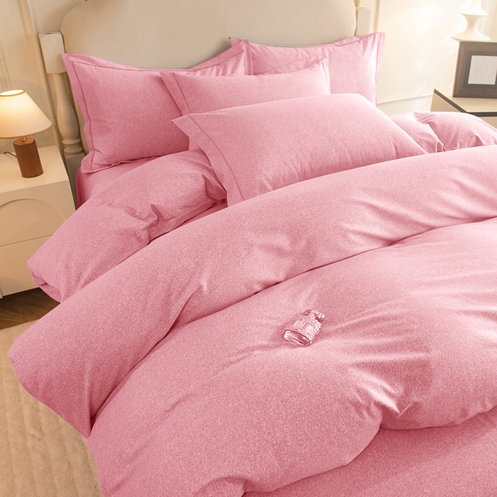 91家纺网 家纺一手货源 找家纺 磨毛世家家纺 2025新款生态四件套 粉色