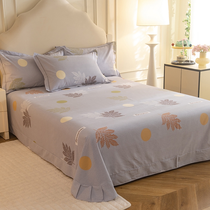 91家纺网 家纺一手货源 找家纺 磨毛世家家纺 2025新款生态四件套 花枝漫漫-灰