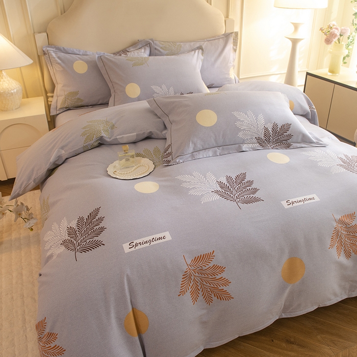 91家纺网 家纺一手货源 找家纺 磨毛世家家纺 2025新款生态四件套 花枝漫漫-灰