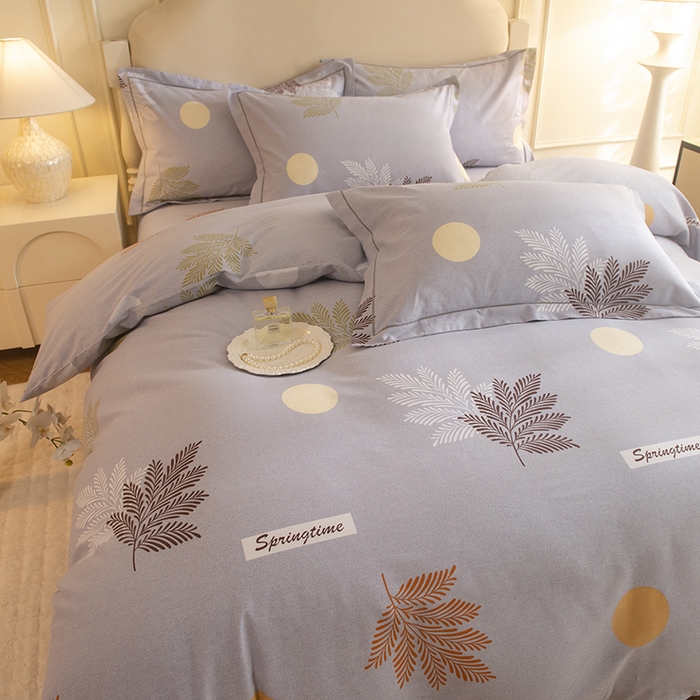 91家纺网 家纺一手货源 找家纺 磨毛世家家纺 2025新款生态四件套 花枝漫漫-灰