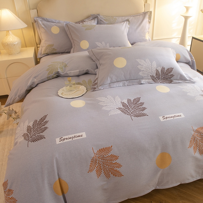 91家纺网 家纺一手货源 找家纺 磨毛世家家纺 2025新款生态四件套 花枝漫漫-灰