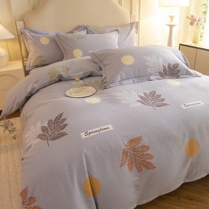 91家纺网 家纺一手货源 找家纺 磨毛世家家纺 2025新款生态四件套 花枝漫漫-灰