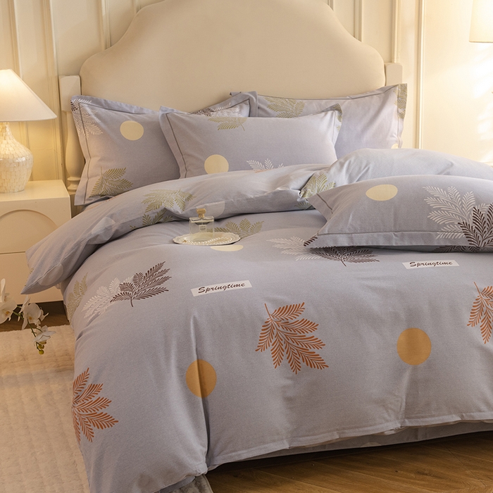 91家纺网 家纺一手货源 找家纺 磨毛世家家纺 2025新款生态四件套 花枝漫漫-灰