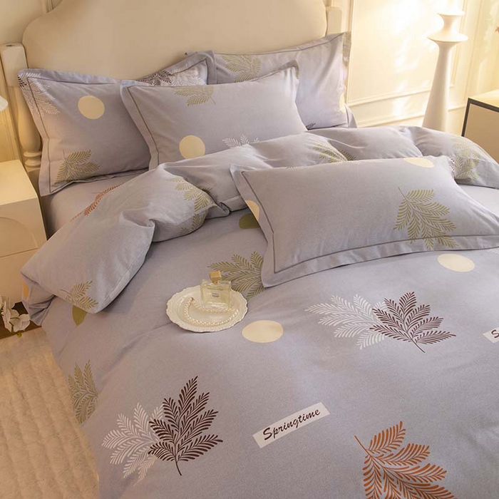 91家纺网 家纺一手货源 找家纺 磨毛世家家纺 2025新款生态四件套 花枝漫漫-灰