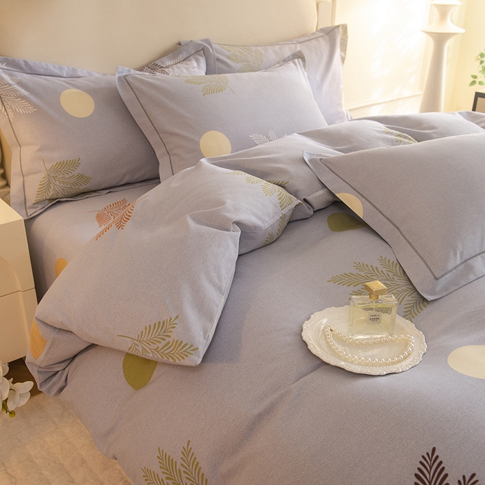 91家纺网 家纺一手货源 找家纺 磨毛世家家纺 2025新款生态四件套 花枝漫漫-灰