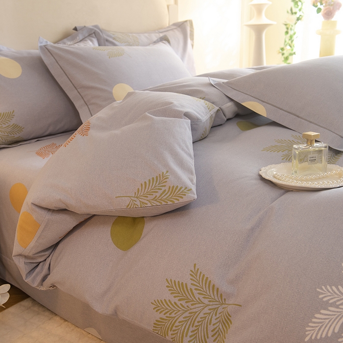 91家纺网 家纺一手货源 找家纺 磨毛世家家纺 2025新款生态四件套 花枝漫漫-灰