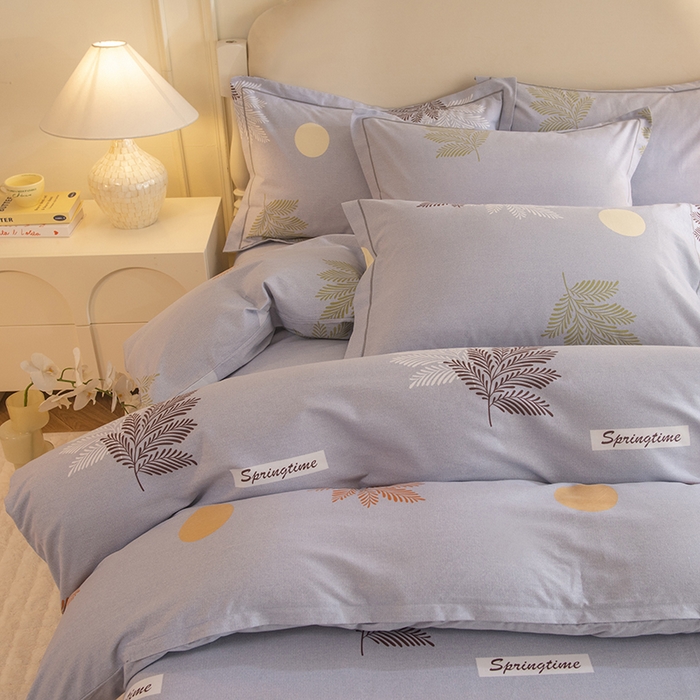 91家纺网 家纺一手货源 找家纺 磨毛世家家纺 2025新款生态四件套 花枝漫漫-灰