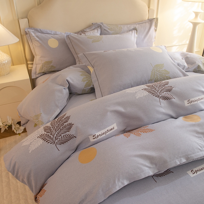 91家纺网 家纺一手货源 找家纺 磨毛世家家纺 2025新款生态四件套 花枝漫漫-灰