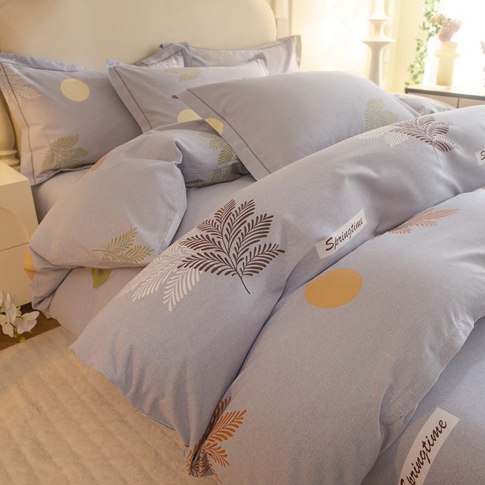 91家纺网 家纺一手货源 找家纺 磨毛世家家纺 2025新款生态四件套 花枝漫漫-灰