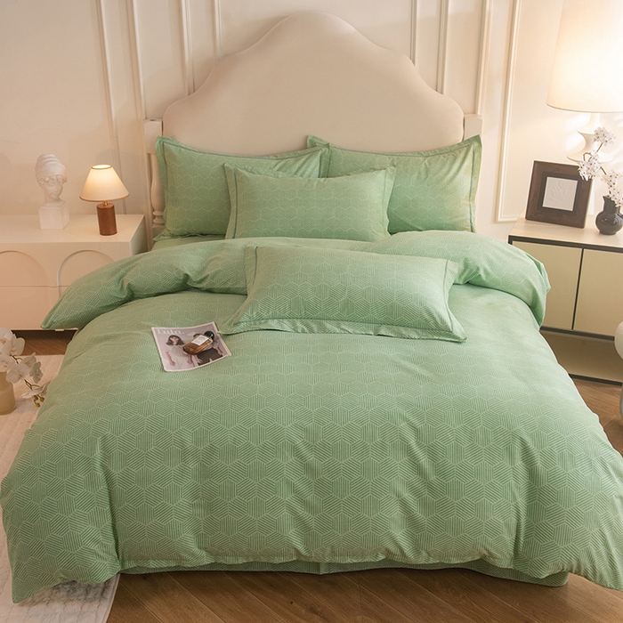 磨毛世家家纺 2025新款生态四件套 洛丽塔-绿