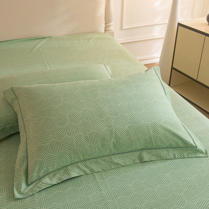 91家纺网 家纺一手货源 找家纺 磨毛世家家纺 2025新款生态四件套 洛丽塔-绿