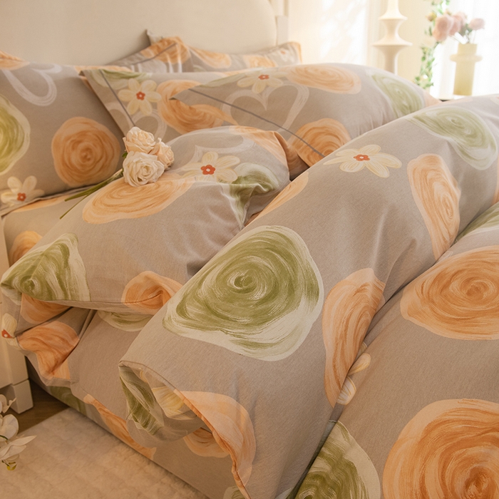 91家纺网 家纺一手货源 找家纺 磨毛世家家纺 2025新款生态四件套 玫瑰物语-灰