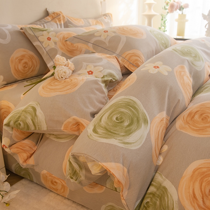 91家纺网 家纺一手货源 找家纺 磨毛世家家纺 2025新款生态四件套 玫瑰物语-灰