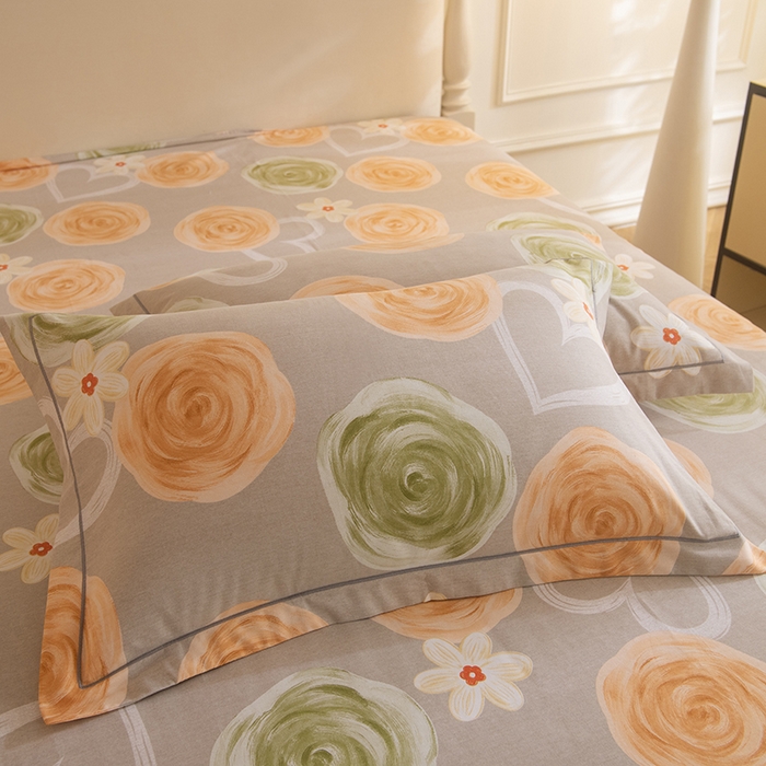 91家纺网 家纺一手货源 找家纺 磨毛世家家纺 2025新款生态四件套 玫瑰物语-灰