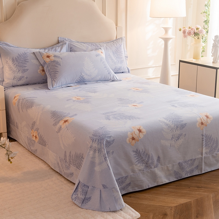 91家纺网 家纺一手货源 找家纺 磨毛世家家纺 2025新款生态四件套 梦初雨-蓝