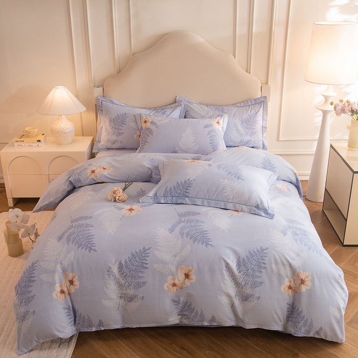 91家纺网 家纺一手货源 找家纺 磨毛世家家纺 2025新款生态四件套 梦初雨-蓝