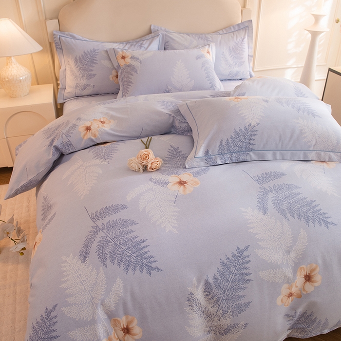 91家纺网 家纺一手货源 找家纺 磨毛世家家纺 2025新款生态四件套 梦初雨-蓝