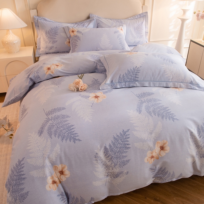 91家纺网 家纺一手货源 找家纺 磨毛世家家纺 2025新款生态四件套 梦初雨-蓝