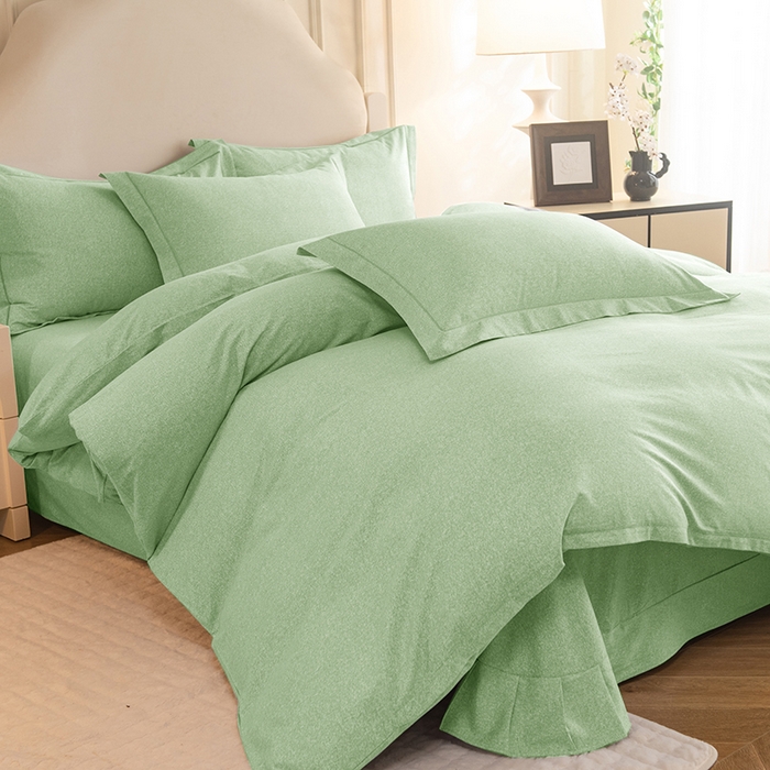 91家纺网 家纺一手货源 找家纺 磨毛世家家纺 2025新款生态四件套 苹果绿