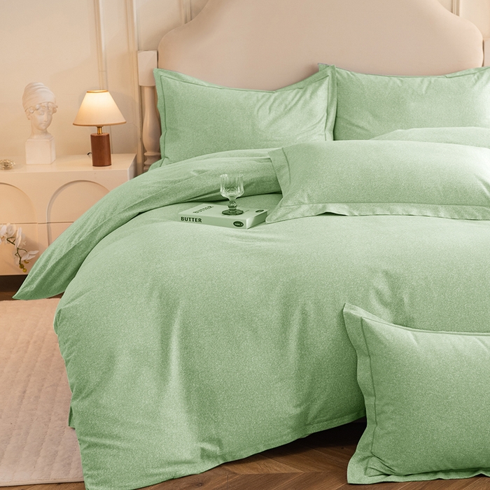 91家纺网 家纺一手货源 找家纺 磨毛世家家纺 2025新款生态四件套 苹果绿