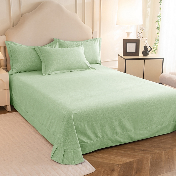 91家纺网 家纺一手货源 找家纺 磨毛世家家纺 2025新款生态四件套 苹果绿