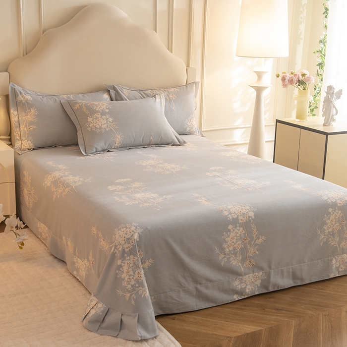 91家纺网 家纺一手货源 找家纺 磨毛世家家纺 2025新款生态四件套 浅笑嫣然-灰