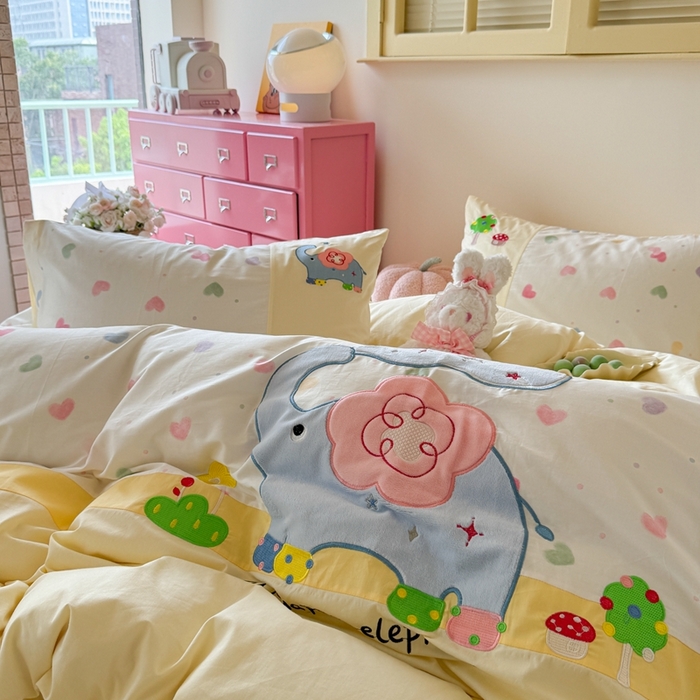 91家纺网 家纺一手货源 找家纺 （总）柚子YOUTH 2025新款全棉纯棉工艺款13070贴布绣四件套