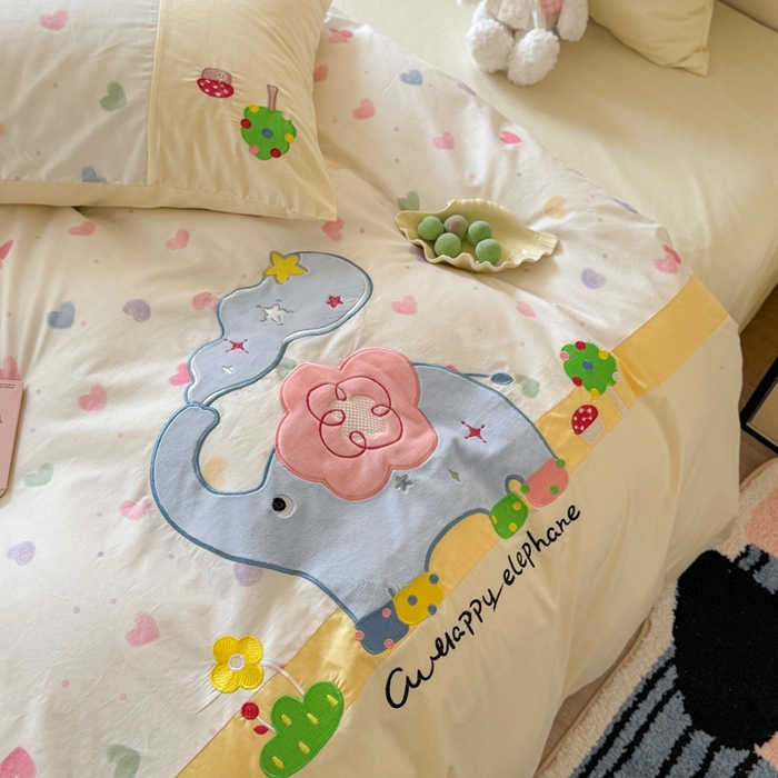 91家纺网 家纺一手货源 找家纺 （总）柚子YOUTH 2025新款全棉纯棉工艺款13070贴布绣四件套