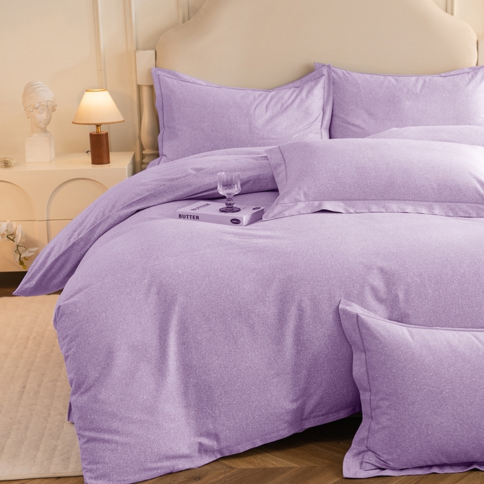 91家纺网 家纺一手货源 找家纺 磨毛世家家纺 2025新款生态四件套 浅紫