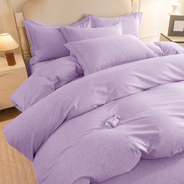 91家纺网 家纺一手货源 找家纺 磨毛世家家纺 2025新款生态四件套 浅紫