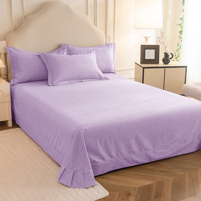 91家纺网 家纺一手货源 找家纺 磨毛世家家纺 2025新款生态四件套 浅紫