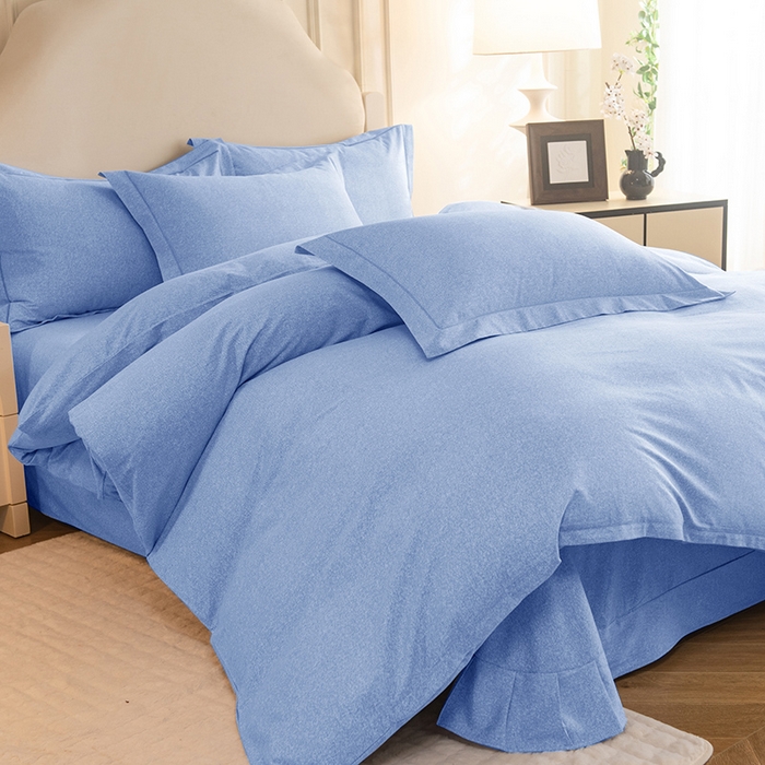 91家纺网 家纺一手货源 找家纺 磨毛世家家纺 2025新款生态四件套 天空蓝