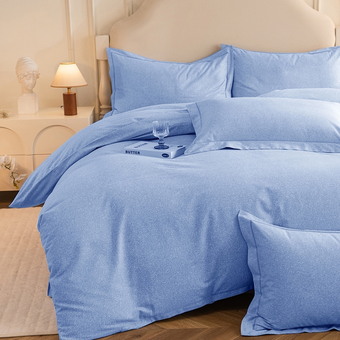 91家纺网 家纺一手货源 找家纺 磨毛世家家纺 2025新款生态四件套 天空蓝