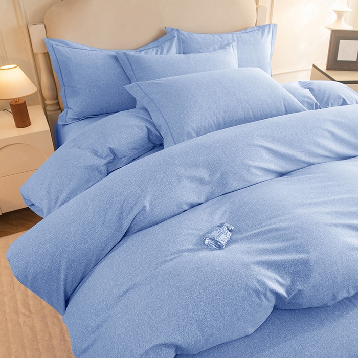 91家纺网 家纺一手货源 找家纺 磨毛世家家纺 2025新款生态四件套 天空蓝