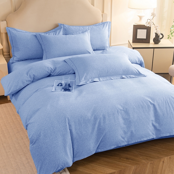 91家纺网 家纺一手货源 找家纺 磨毛世家家纺 2025新款生态四件套 天空蓝