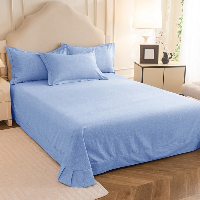 91家纺网 家纺一手货源 找家纺 磨毛世家家纺 2025新款生态四件套 天空蓝