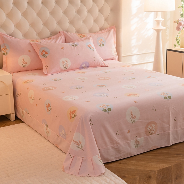 91家纺网 家纺一手货源 找家纺 磨毛世家家纺 2025新款生态四件套 向云端-粉