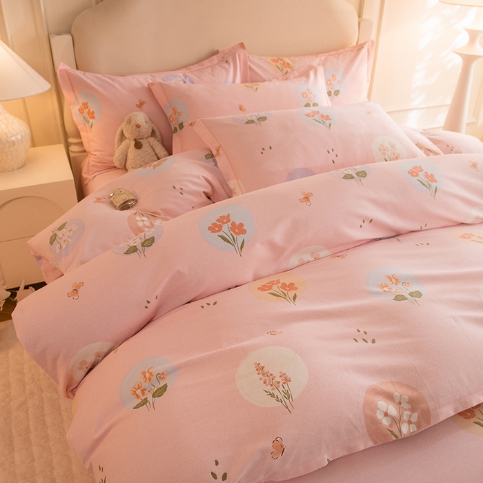 91家纺网 家纺一手货源 找家纺 磨毛世家家纺 2025新款生态四件套 向云端-粉