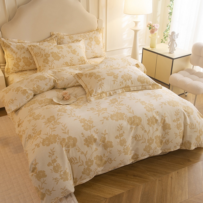 91家纺网 家纺一手货源 找家纺 磨毛世家家纺 2025新款生态四件套 小乔人家-黄