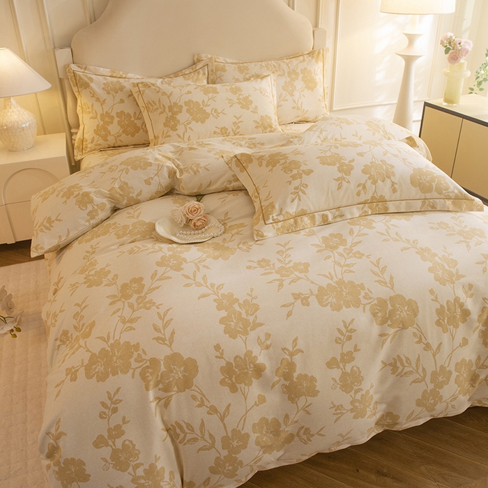 91家纺网 家纺一手货源 找家纺 磨毛世家家纺 2025新款生态四件套 小乔人家-黄